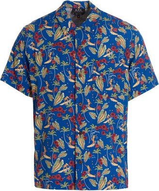 Floral Printed Short-Sleeved Shirt-AC