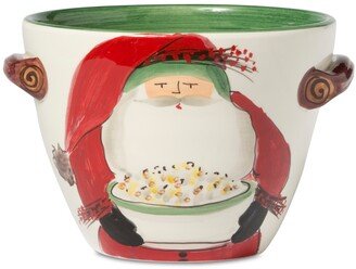 Old St. Nick Handled Deep Serving Bowl with Popcorn