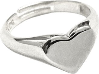 Spero London Sterling Silver Heart Love Signet Ring - Silver