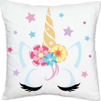 Big Dot Of Happiness Rainbow Unicorn - Home Decorative Cushion Case - Throw Pillow Cover - 16 x 16 In