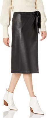 Women's Manon Faux Leather Wrap OR button front Midi Skirt-AB