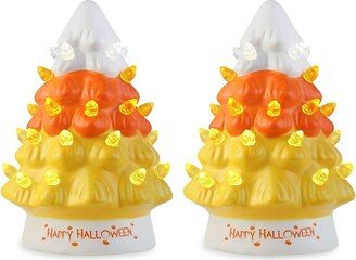 Mr. Halloween 2-Piece Ceramic Candy Corn Trees Decor Set