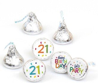 Big Dot Of Happiness 21st Birthday - Cheerful Birthday - Round Candy Sticker Favors (1 sheet of 108)