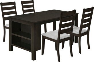 GREATPLANINC Dining Table Set Kitchen Set for 4 with Shelves & 4 Chairs