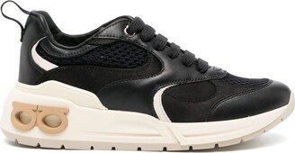 Almond-Toe Panelled Leather Sneakers