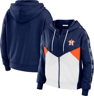 Women's Wear by Erin Andrews Navy, White Houston Astros Color Block Full-Zip Hoodie - Navy, White