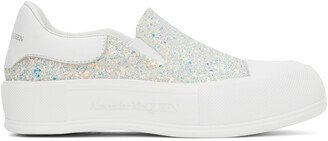 White Glitter Slip-On Sneakers