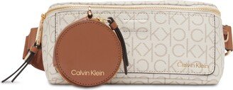 Millie Signature Convertible Belt Bag with Zippered Coin Pouch - Vanilla Khaki/Caramel