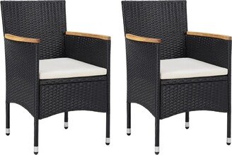 Patio Dining Chairs 2 pcs Poly Rattan Black-AB