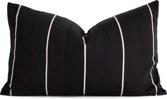 Lumbar Pillow - Black & White Stripe Kente Handwoven Striped Cover 14x22 Heavy Weight