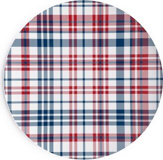 Salad Plates: American Plaid - Blue And Red Salad Plate, Multicolor