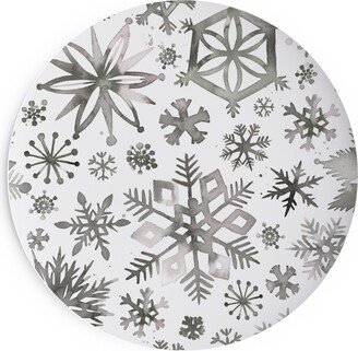 Salad Plates: Winter Snowflakes - Gray Salad Plate, Gray