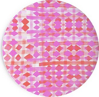 Salad Plates: Brush Stripes Geometric - Pink Salad Plate, Pink