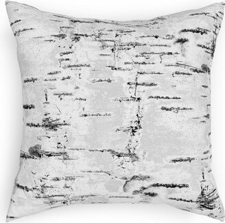 Pillows: Birch Bark - White, Gray Pillow, Woven, Beige, 18X18, Single Sided, Gray