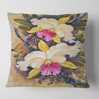 Designart 'Vintage Forest Orchids II' Traditional Printed Throw Pillow