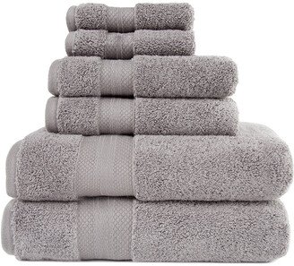 Turkish Highly Absorbent Solid 6Pc Ultra-Plush Turkish Cotton Towel Set-AB