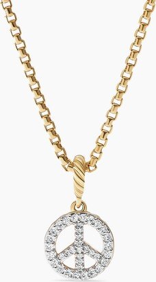 Peace Sign Amulet in 18K Yellow Gold with Pav