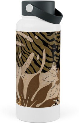 Photo Water Bottles: Safari Camouflage - Earthy Stainless Steel Wide Mouth Water Bottle, 30Oz, Wide Mouth, Brown