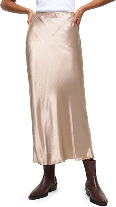 Easy Bias Cut Satin Maxi Skirt