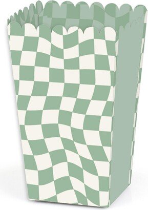 Big Dot Of Happiness Sage Green Checkered Party - Favor Popcorn Treat Boxes - Set of 12