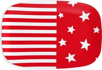 Serving Platters: Stars And Stripes - Red And White Serving Platter, Red