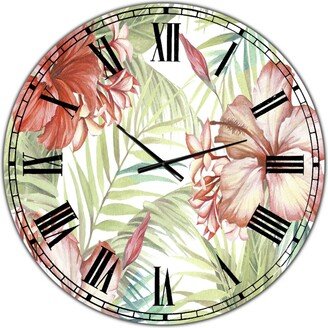 Designart Hibiscus Paradise Oversized Cottage Wall Clock - 36 x 36