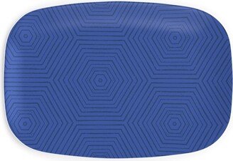 Serving Platters: Concentric Hexagons - Cobalt Serving Platter, Blue