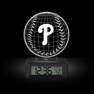 Curata MLB Philadelphia Phillies Color-Changing Led 3d Illusion Alarm Clock with Temperature and Date