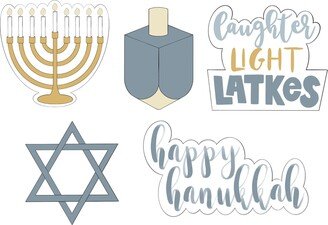 Menorah, Dreidel, Latkes Plaque, Star, & Happy Hanukkah Plaque Cookie Cutters