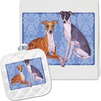 Italian Greyhound Kitchen Dish Towel & Pot Holder Gift Set