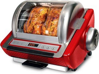 Ronco EZ-Store Rotisserie Oven, Large Capacity 240oz Countertop Oven, Multi-Purpose Basket for Versatile Cooking Red