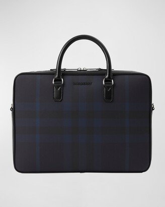 Men's Slim Ainsworth Check Leather Briefcase