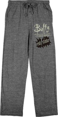 Buffy The Vampire Slayer Eat Stake Sleep Men's Gray Heather Sleep Pajama Pants -Large