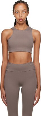 Gray Asymmetric Crop Sport Bra