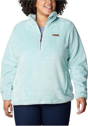 Plus Size Fire Side Sherpa 1/4 Zip (Aqua Haze) Women's Clothing