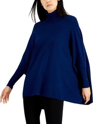 Women's Turtleneck Poncho Sweater, Created for Macy's