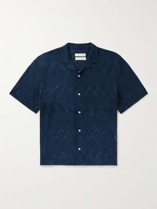 Gioia Camp-Collar Crocheted Cotton Shirt