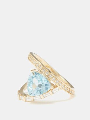 Y Diamond, Topaz & 14kt Gold Ring