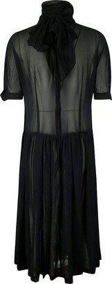 Semi-Sheer Mock-Neck Dress