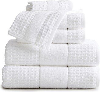 Market & Place Cotton Quick Dry Waffle Weave 6-Piece Bath Towel Set White