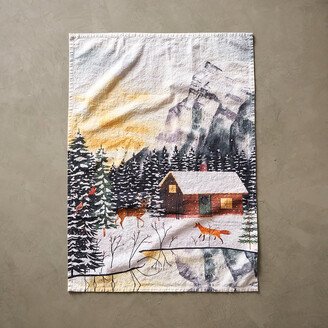 May We Fly Winter Cabin Dish Towel