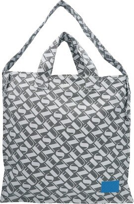 Logo Print Denim Shopping Bag-AA