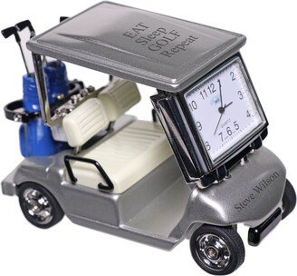 Custom Deluxe Two Seat Mini Golf Cart Desk Clock - Personalized Office Accessories, Trophy Awards, Engraved Golfers Gift, Fathers, Birthday