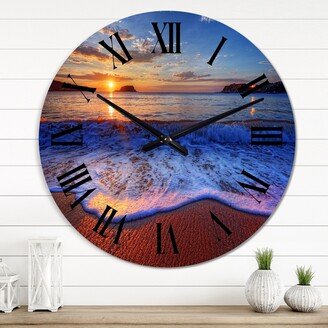 Designart 'Placid Shore And Whimsical Clouds II' Nautical & Coastal wall clock