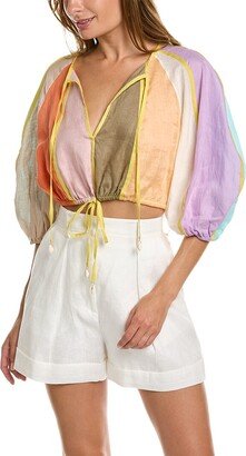 Lola Panelled Linen Crop Top-AA