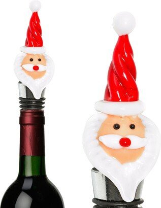 Christmas Wine Stopper - Glass Santa Shaped Bottle Decorations/Decor For Home X-Mas Hostess Gift