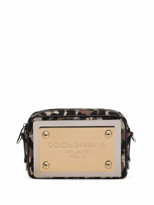 Leopard Jacquard Logo-Plaque Crossbody Bag