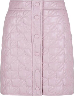 Quilted Buttoned Mini Skirt