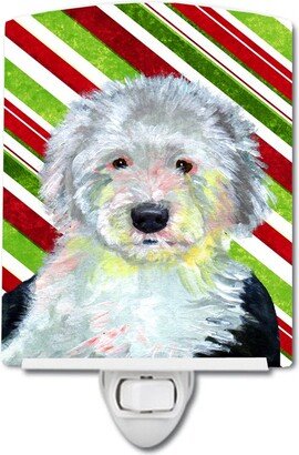 Old English Sheepdog Candy Cane Holiday Christmas Ceramic Night Light