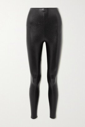 Faux Stretch-leather Leggings - Black-AA